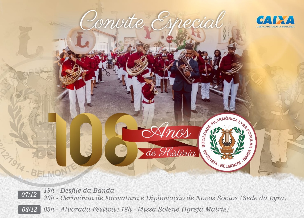Musicalidade e cultura: Filarmônica Lyra Popular de Belmonte completa 107  anos de existência. - BK2